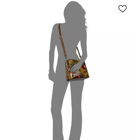 PATRICIA NASH Ledra Floral Tan Leather Strap Bucket Crossbody Bag - Picture 8 of 9